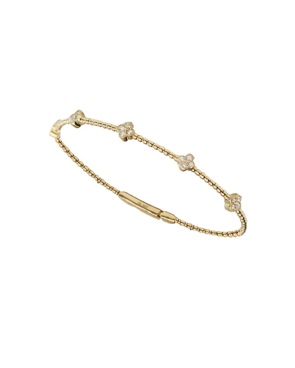 Pulseira Algema Trevo Diamante | Ouro Amarelo 18k