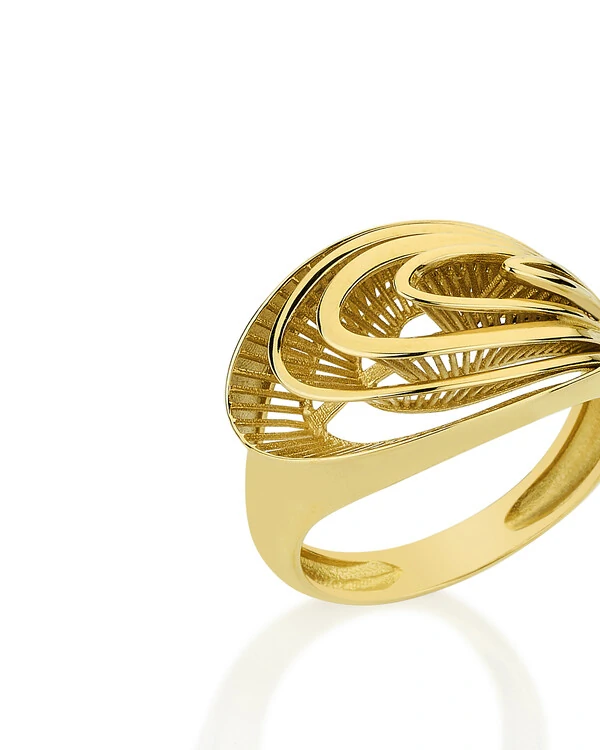 Anel Dedinho Cinco Gotas Laterais | Ouro Amarelo 18K