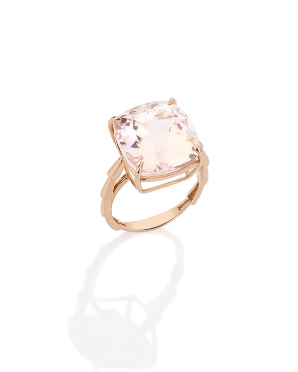 Anel Taquinho Morganita | Ouro Rosé 18k