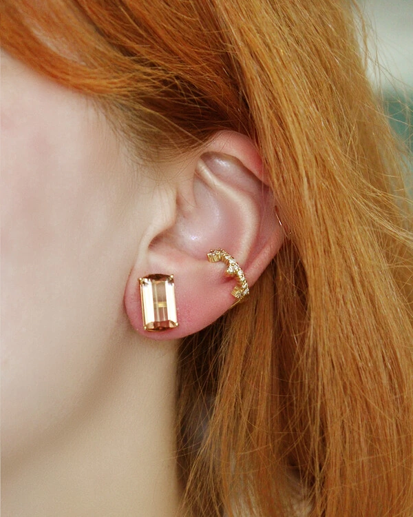 Piercing Topázio Branco | Ouro Amarelo 18k