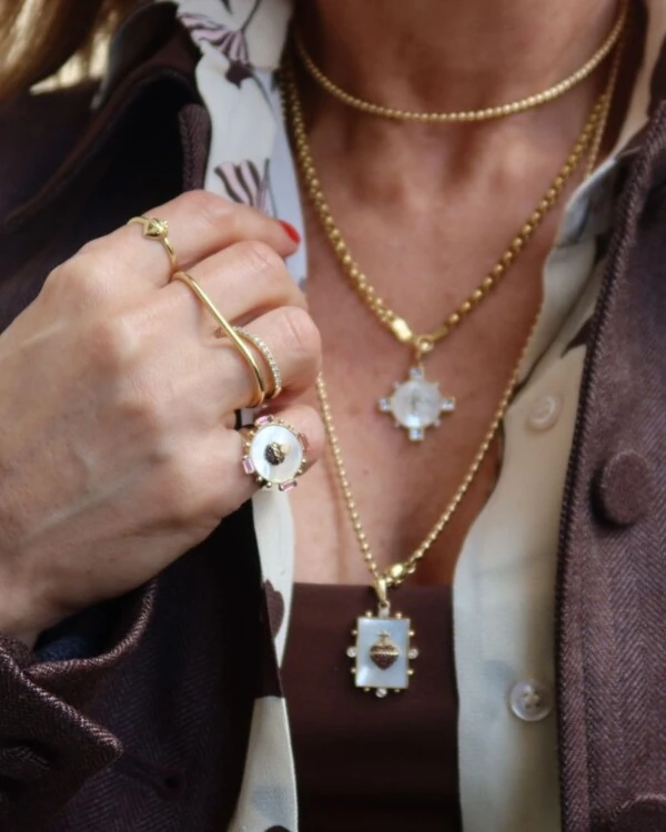 Pingente Cruz Madrepérola Topázio Azul | Ouro Amarelo 18K