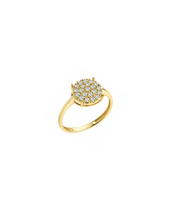 Anel Redondo Pavê Diamante | Ouro Amarelo 18k