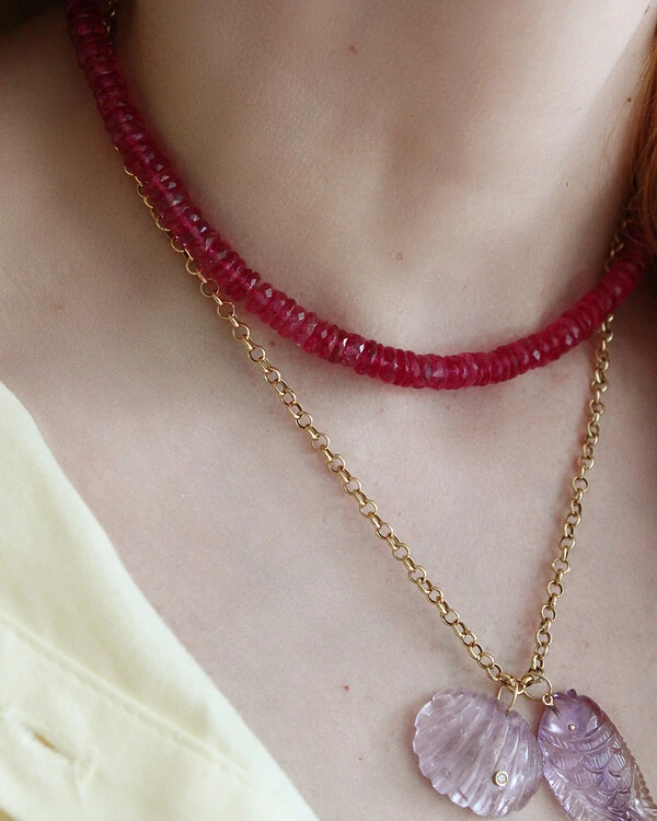 Colar Topázio Pink Disco | Ouro Amarelo 18k