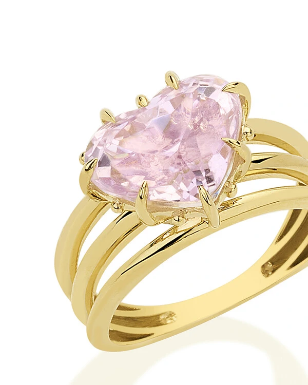 Anel Kunzita Fios | Ouro Amarelo 18k
