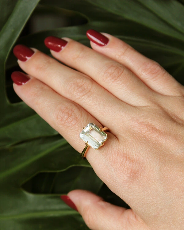 Anel Topázio Branco | Ouro Amarelo 18k