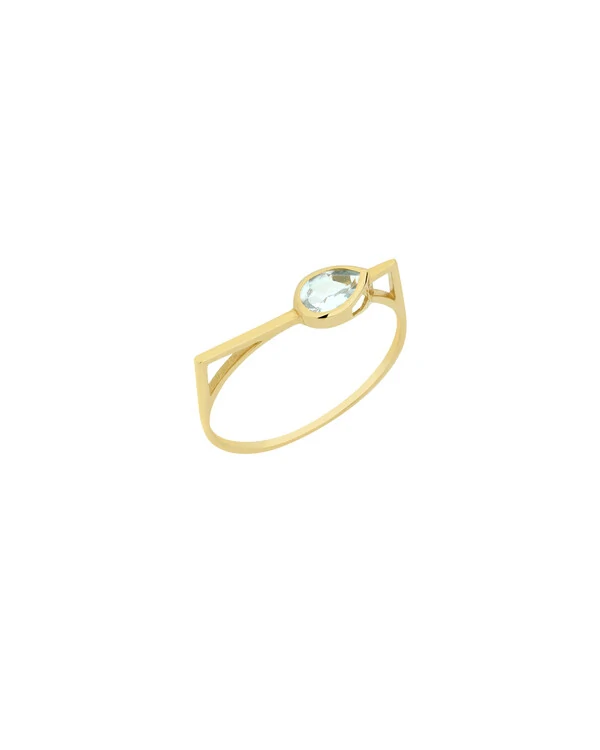 Anel Gota Topázio Sky | Ouro Amarelo 18k