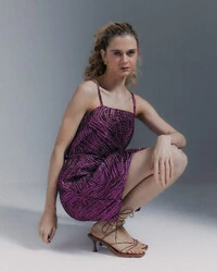 Vestido Jacquard Folhagem Fuccia