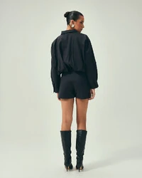 Shorts Saia Lã Fria Cinza