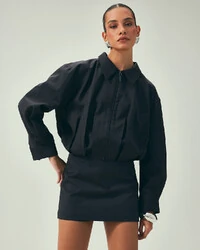 Shorts Saia Lã Fria Cinza