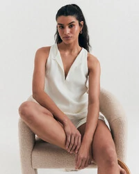 Regata Botão Crepe Off