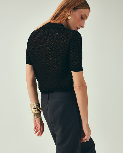FotoPolo Tricot Mesh Preto