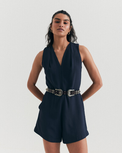 Foto Macaquinho Crepe Azul