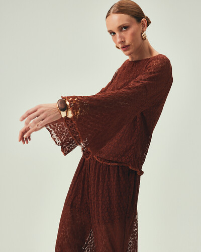 Foto Blusa Renda Marrom