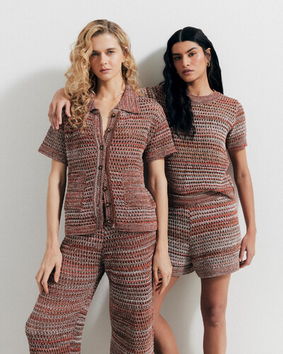 Foto Camiseta Tricot Tela Bege