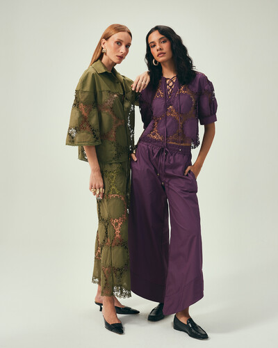 Foto Calça Tricoline Roxo