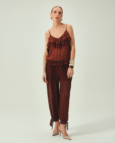 Foto Calça Renda Marrom