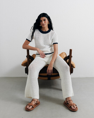 Foto Camiseta Tricot Tela Off