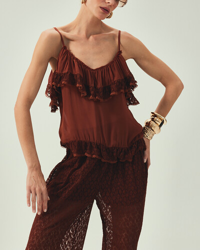 Foto Top Renda Marrom