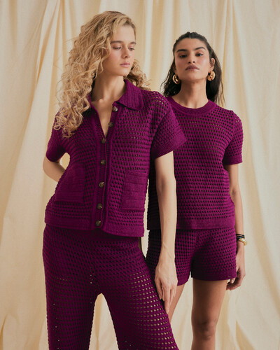 FotoCamisa Tricot Tela Rosa