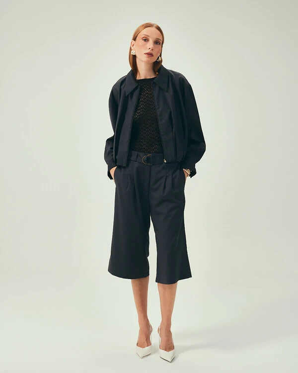 Bermuda Lã Fria Cinza