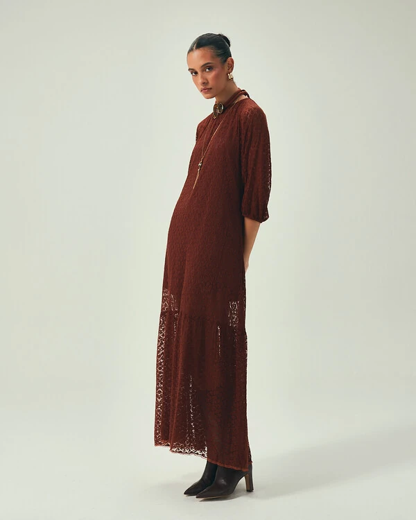 Vestido Renda Marrom