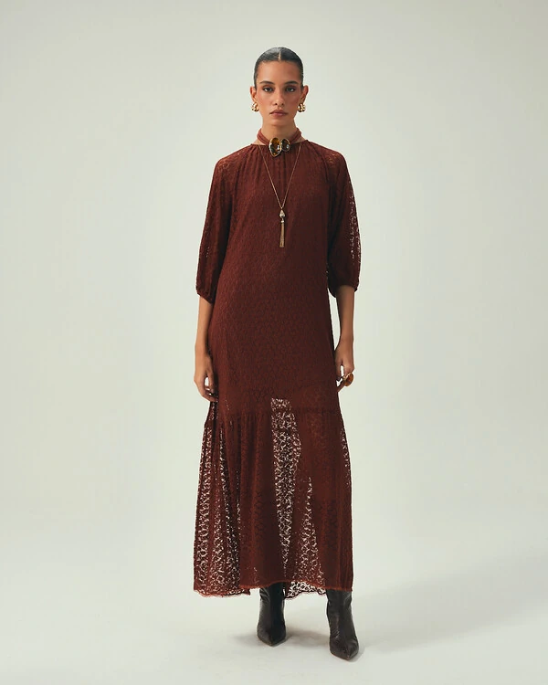 Vestido Renda Marrom