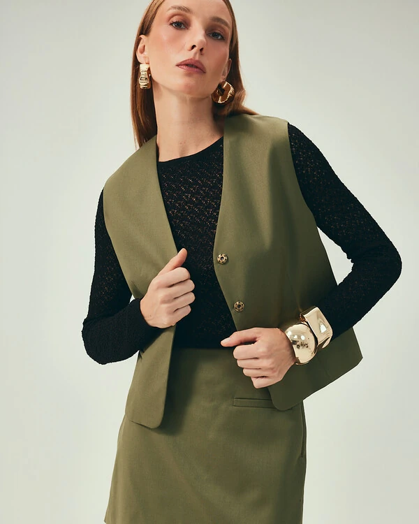 Colete Lã Fria Verde