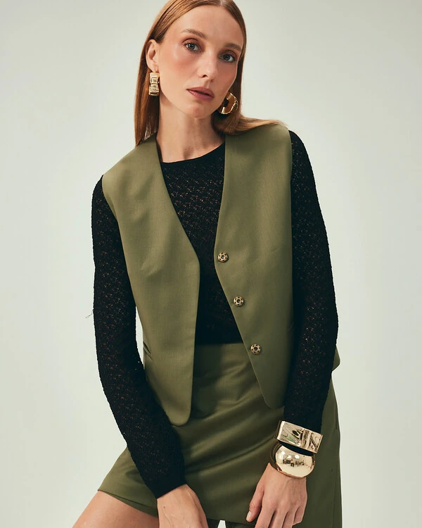 Colete Lã Fria Verde