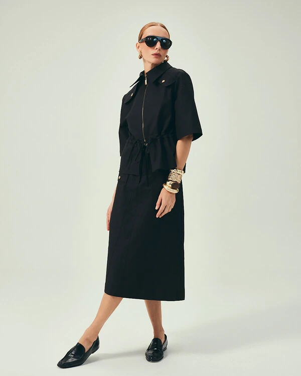 Saia Midi Cargo Preto