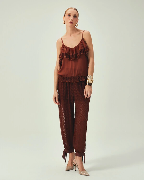 Calça Renda Marrom