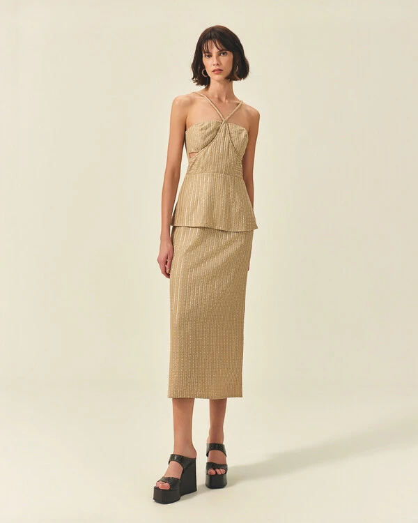 Vestido Peplum Paêtes
