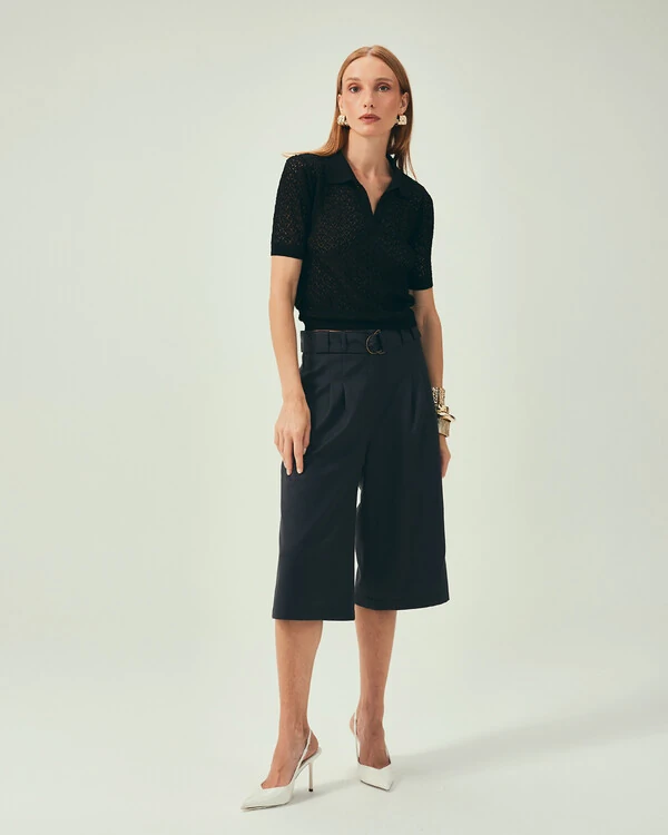 Bermuda Lã Fria Cinza