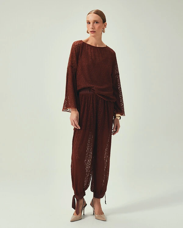 Calça Renda Marrom