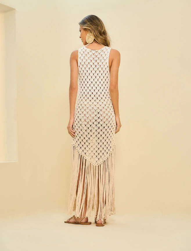 FotoVestido Crochê Franjas - Open