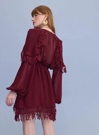 Vestido Curto Babados Folhas - Skazi
