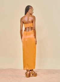 Vestido Midi Com Fenda Frontal Charmeuse - Open