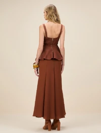 Vestido Maxi Midi Tricot Peplum - Skazi