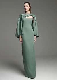 Vestido Alça Capa Bordado - M.Rodarte
