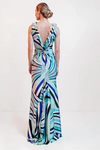 Vestido Longo Estampado com Alamar - Unity Seven