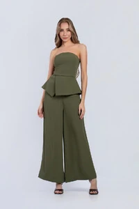 Conjunto Ísis Cropped Peplum & Pantalona com Botões - Fernanda Nabhan
