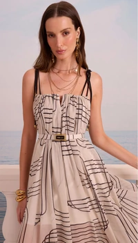 Vestido Midi Alça Amarração - Skazi