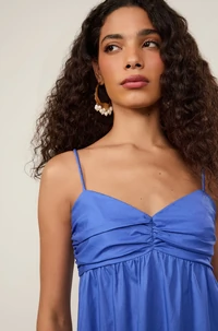 Vestido De Algodão Longo Busto Franzido - Animale