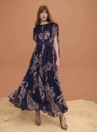 Vestido Longo Cashmere Plissado - Skazi