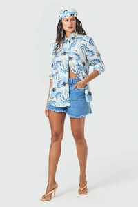 Shorts Jeans Com Lenço - Sly Wear