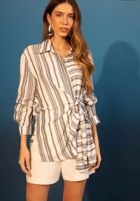 Camisa Listrada em Linho - Sly Wear