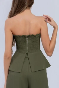 Conjunto Ísis Cropped Peplum & Pantalona com Botões - Fernanda Nabhan