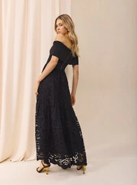 Vestido Ombro A Ombro Renda Geométrica - Skazi