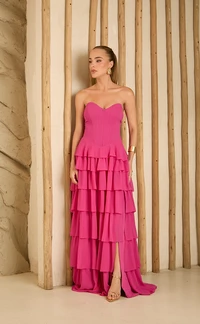 Vestido Corselet Saia Babados - Amicci