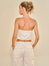 Blusa Jeans Feminina Alfaiataria Sem Alças - Open