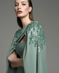 Vestido Alça Capa Bordado - M.Rodarte